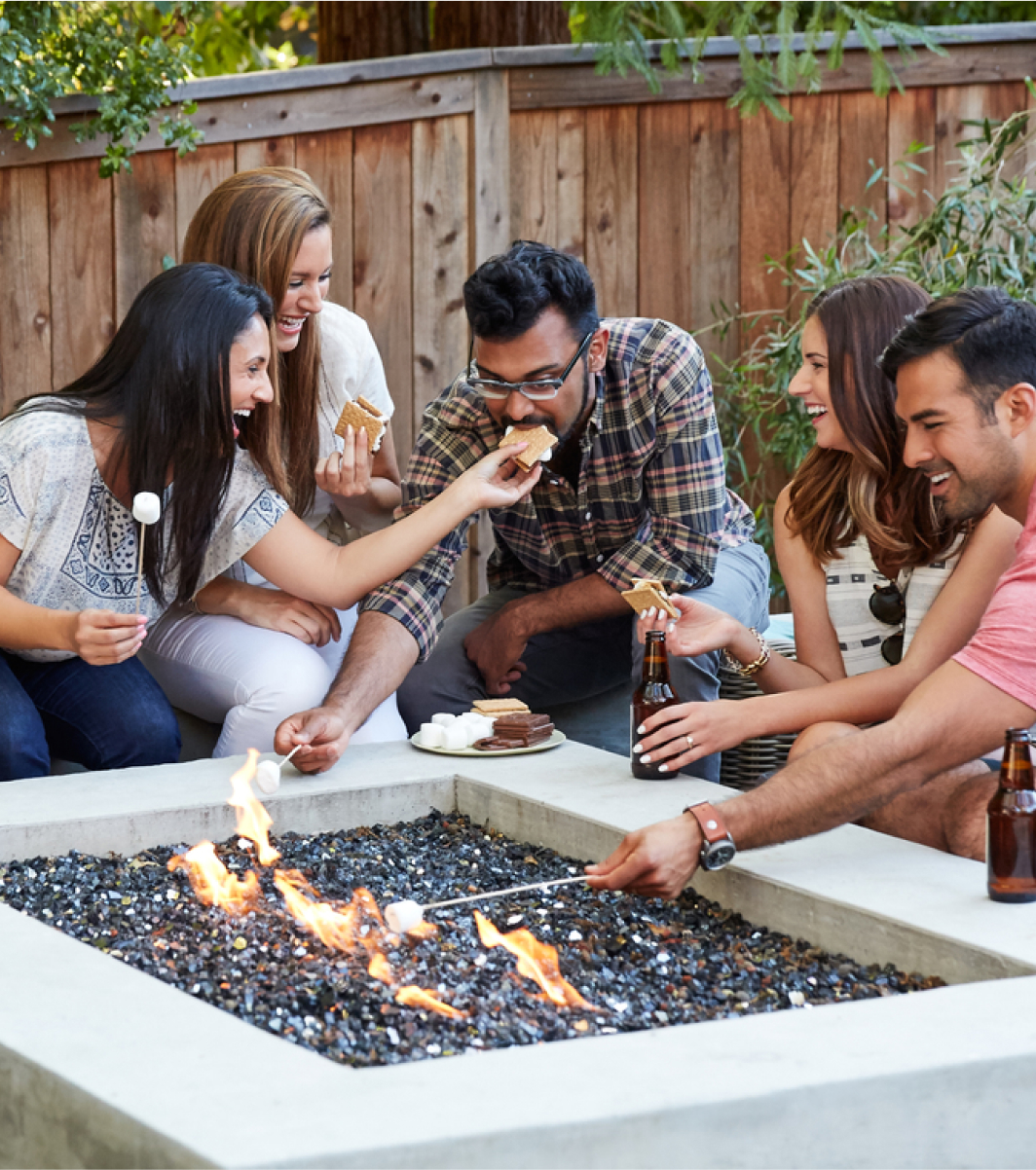 Friends having smores